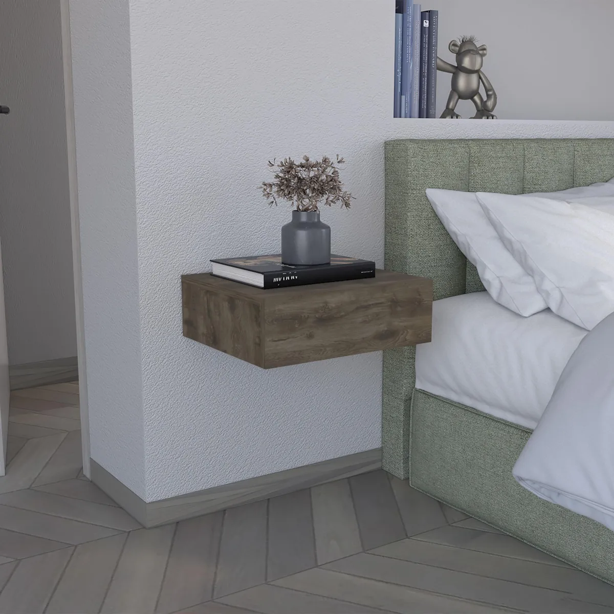 tuphen tuphen Floating Nightstand 5"H Dark Brown Bedroom Set — product photo