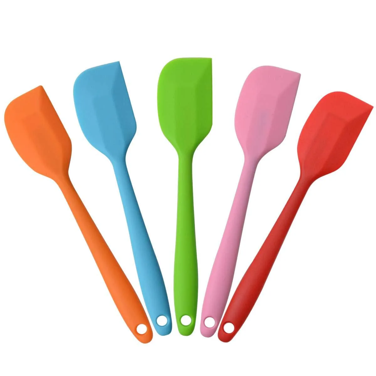 Five 8.5-inch silicone spatulas in assorted colours