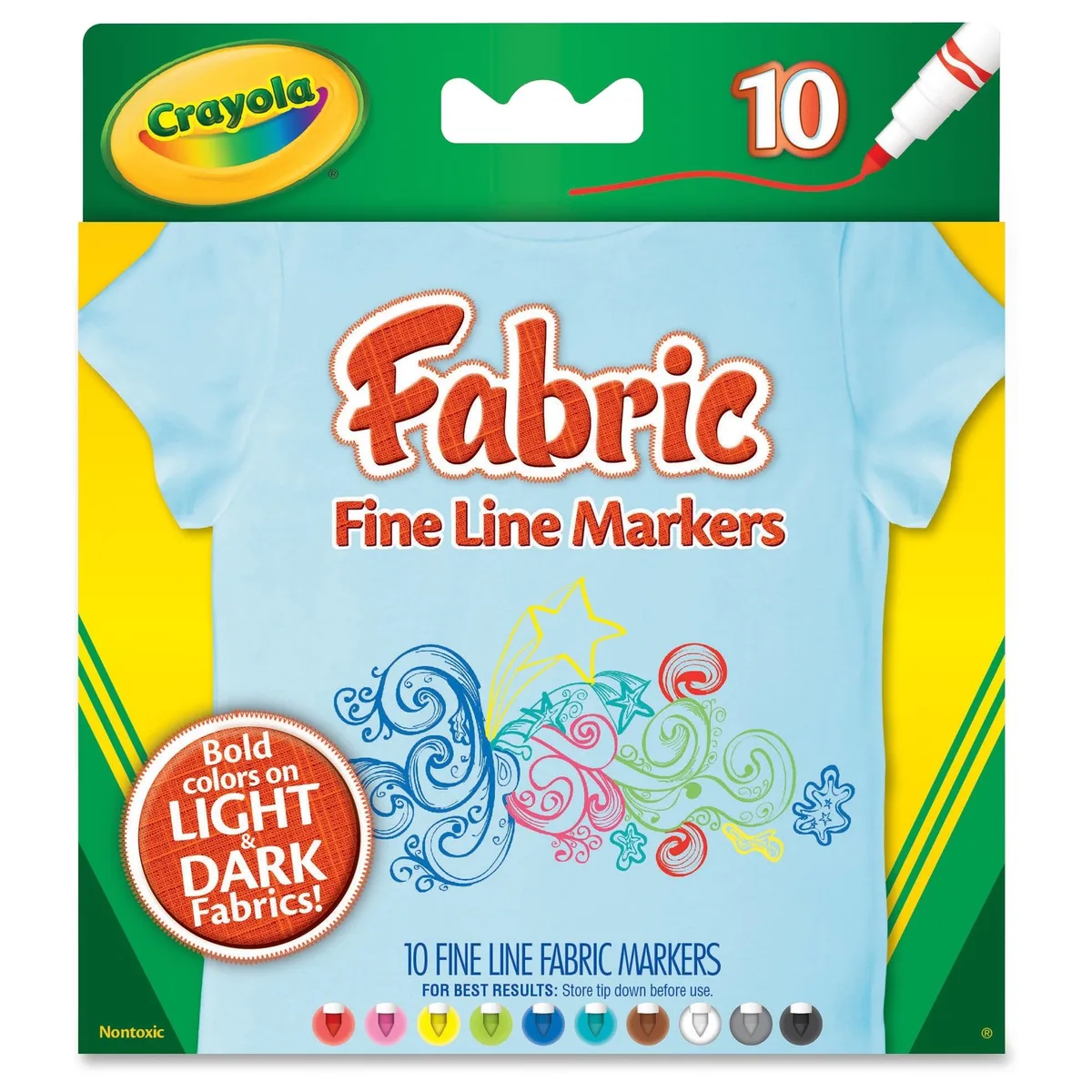 Crayola Crayola 588626 Bright Fabric Markers 10 pack educational supply — product photo