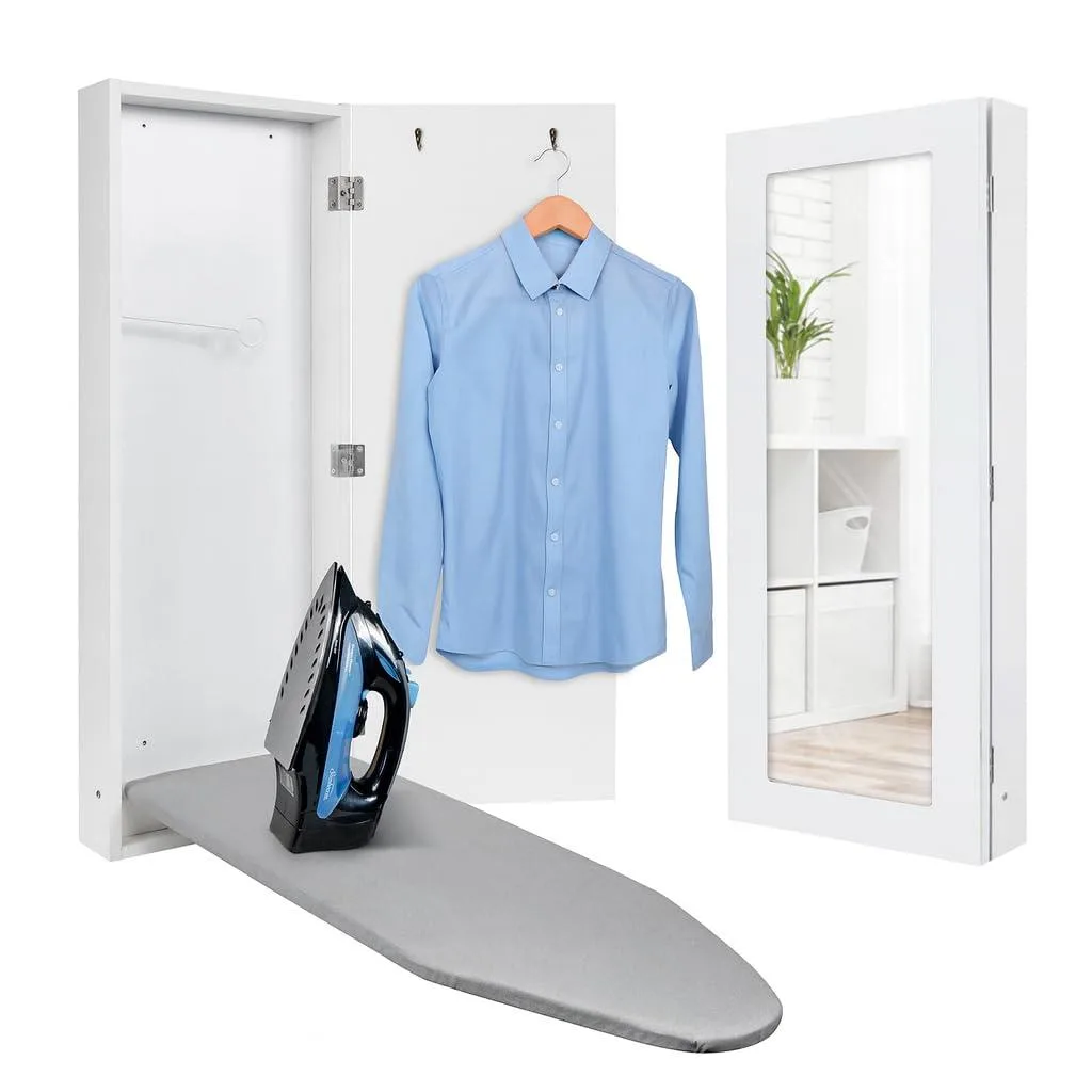 Ivation Ivation Wall-Mounted Ironing Board Cabinet with Mirror, White — product photo