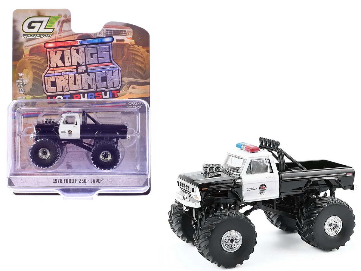 GREENLIGHT GREENLIGHT 1978 Ford F-250 Monster Truck LAPD 1/64 Scale Diecast — product photo