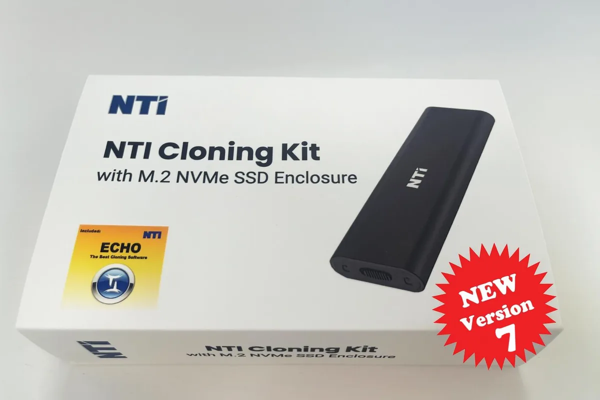 NTI Corporation NTI Cloning Kit for M.2 NVMe SSD — 10 Gbps enclosure, USB 3.0/2.0 adapter, Echo 7 software — product photo