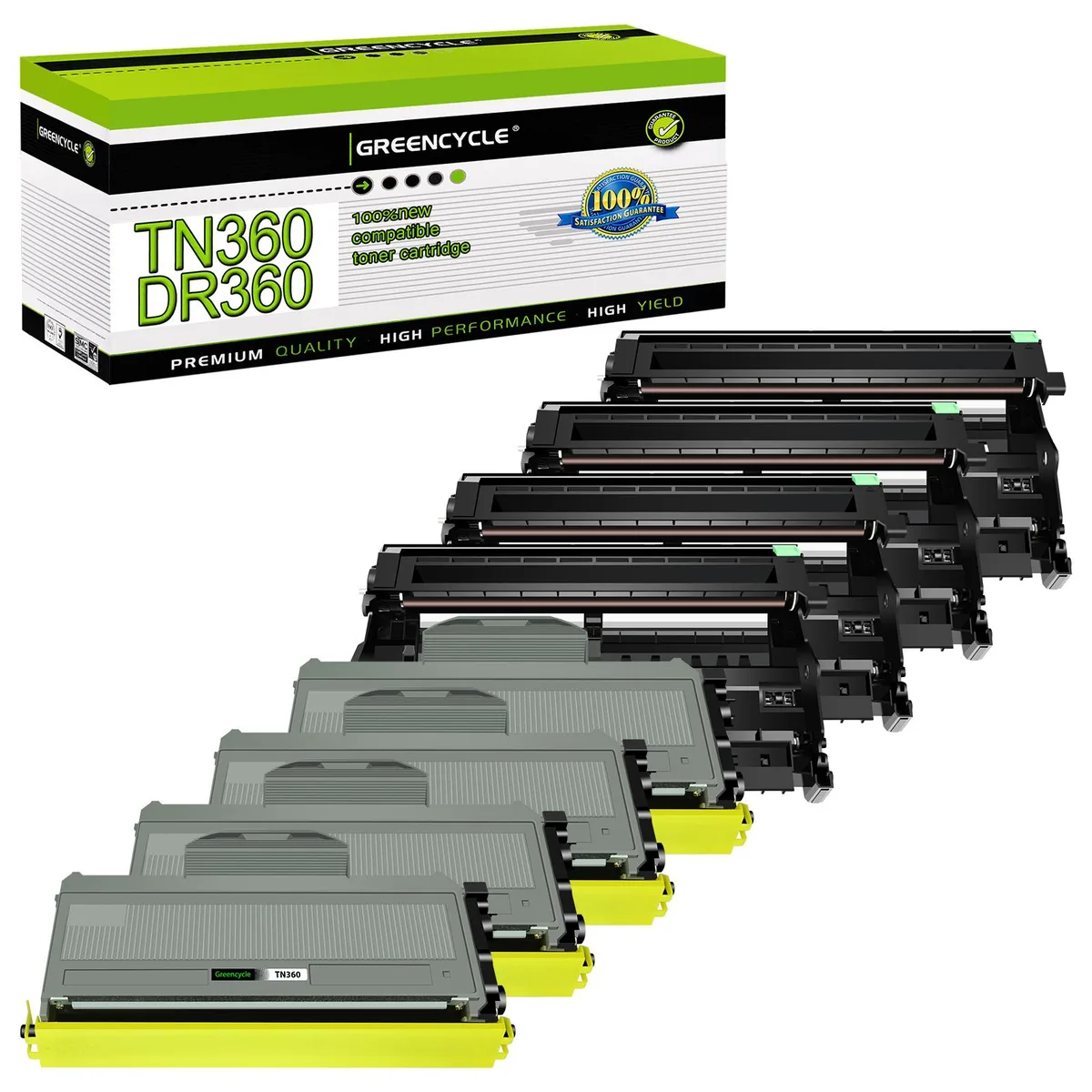 GREENCYCLE GREENCYCLE TN360 DR360 toner cartridge and drum unit 4 toner 4 drum — product photo