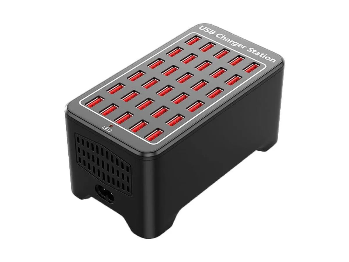 IXJYLCPC IXJYLCPC 30-Port USB 3.0 150W 30A Charging Station Power Switch Desktop Black — product photo