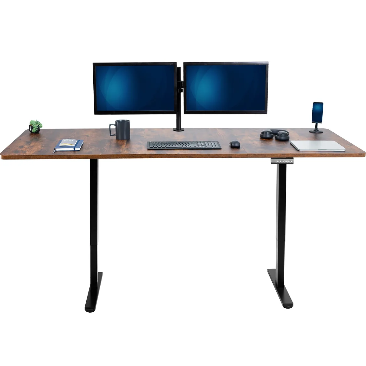 VIVO VIVO Electric Dual Motor 83 x 30 Standing Desk Vintage Brown Black Frame — product photo
