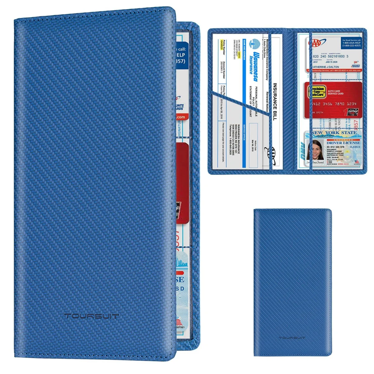  TOURSUIT Car Document Holder Carbon Blue 9.4" x 5.0" x 0.4 — product photo