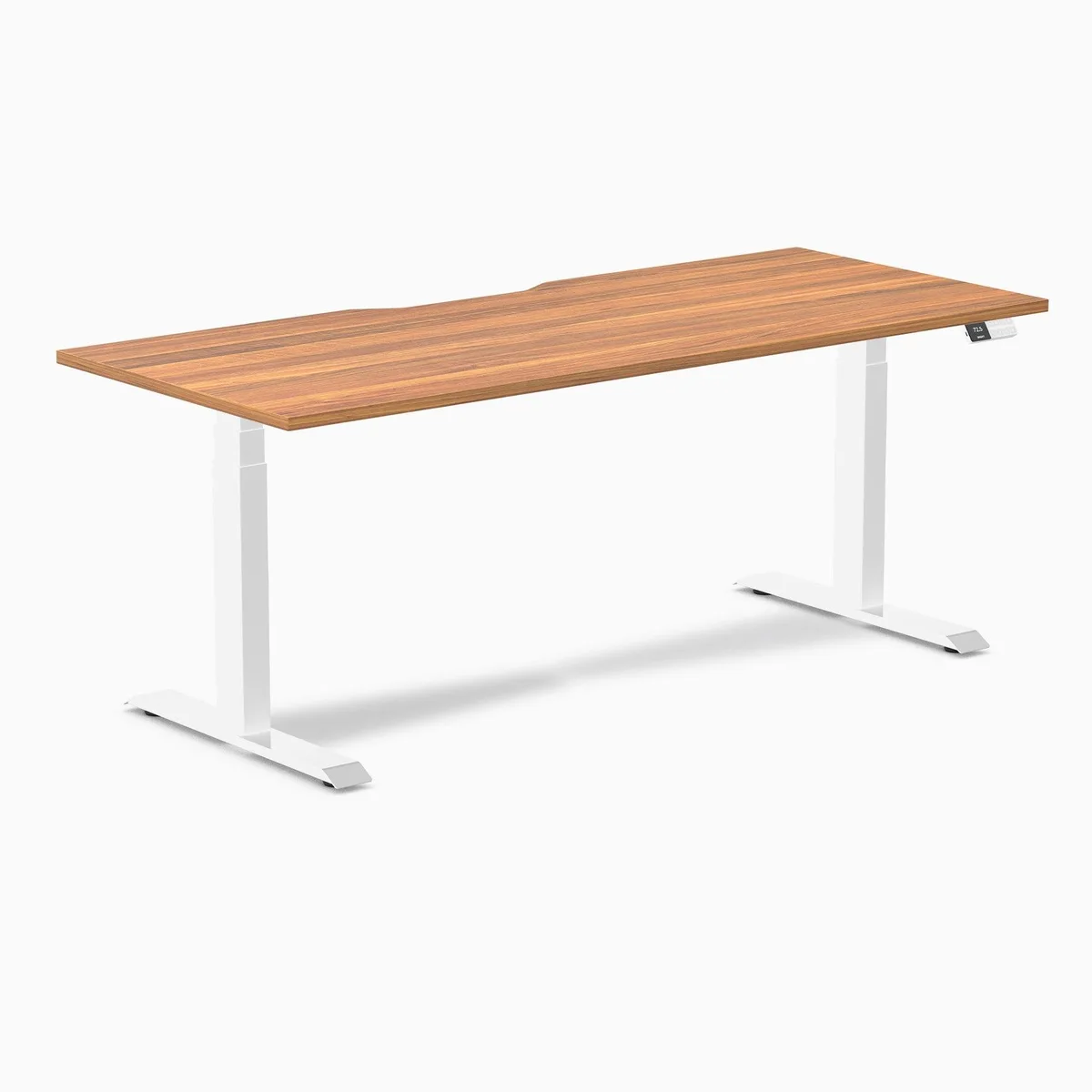 Desky Desky Dual Scalloped Sit Stand Desk Prime Oak White 70.9 x 29.5 in — product photo