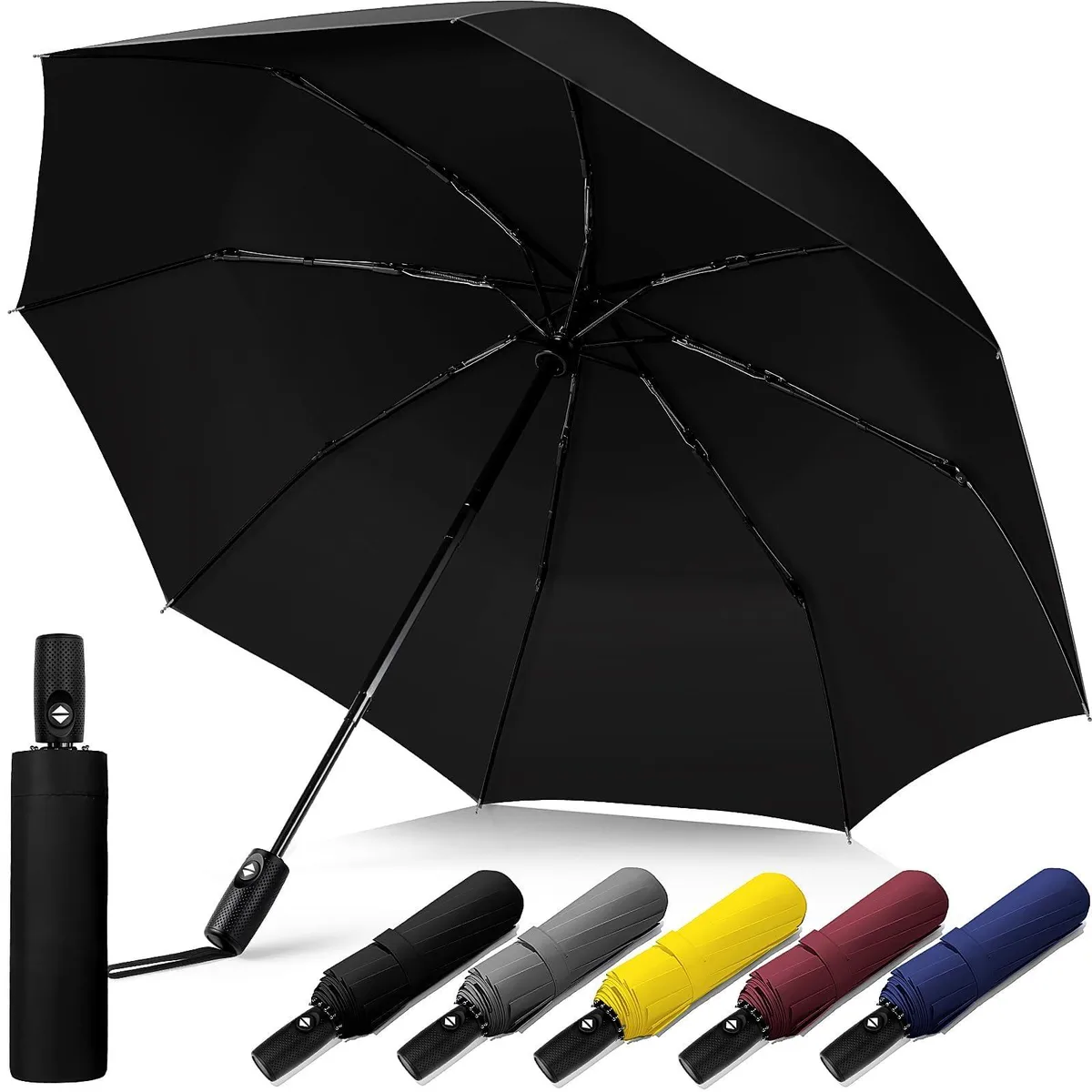 Travel Umbrella 42" Auto Open Black UPF 40+ — product photo