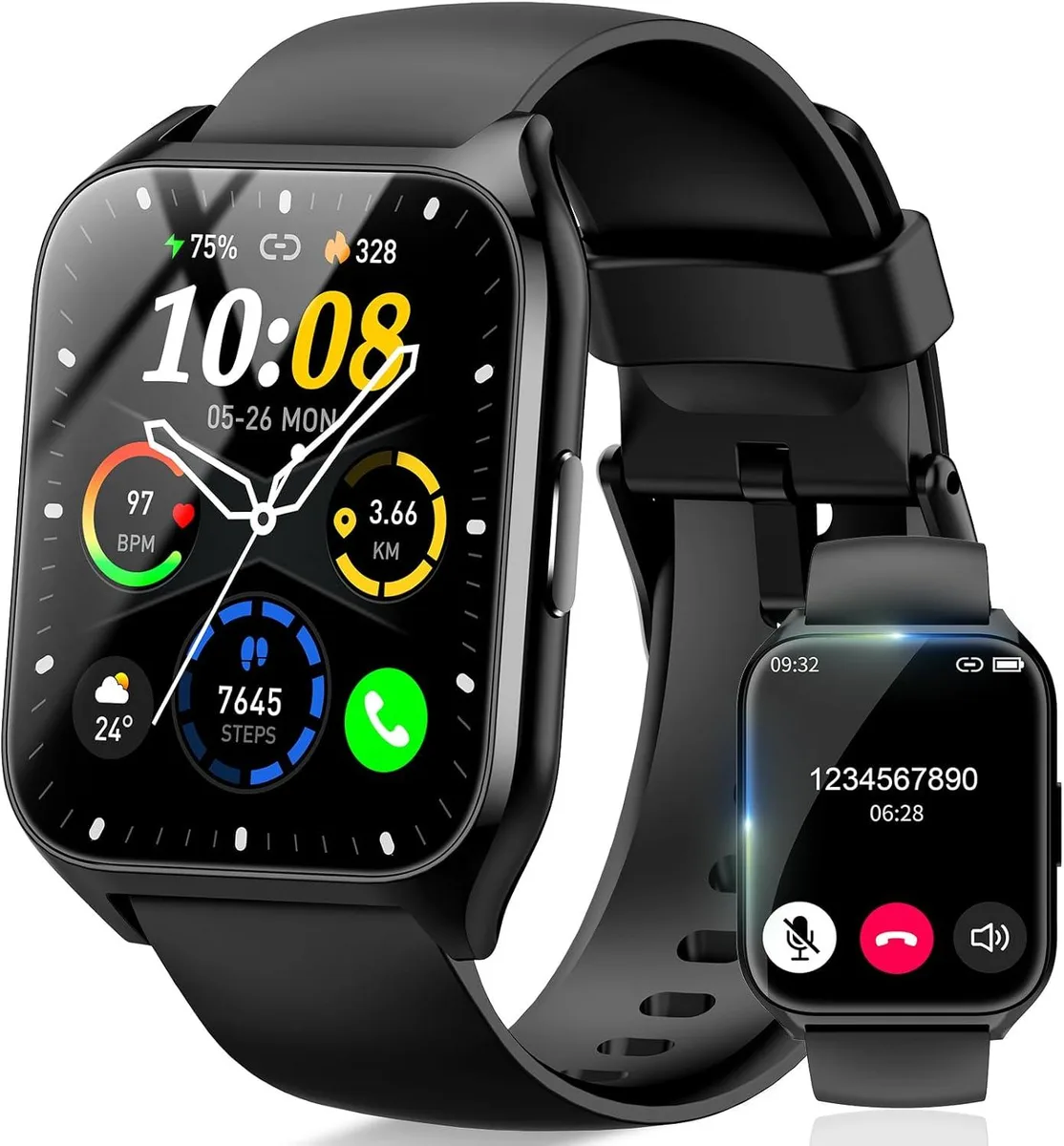 Hitoor Hitoor MT65 Smart Watch 1.85" HD IP68 Bluetooth 5.3 Black — product photo