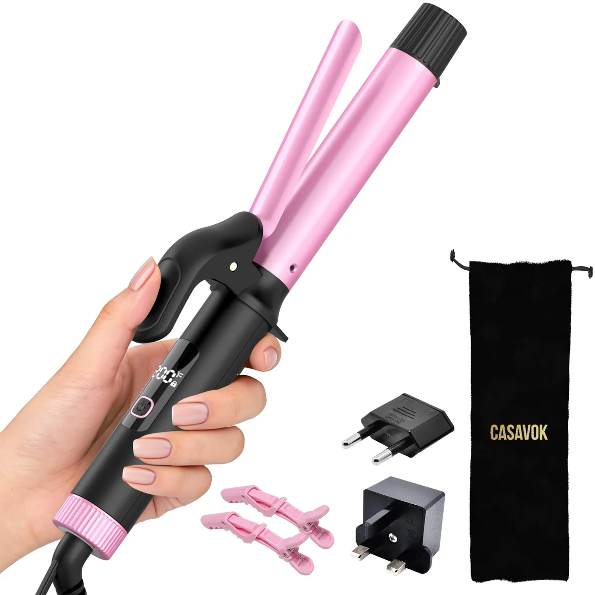  Casavok Mini Travel Curling Iron 1 Inch Pink — product photo