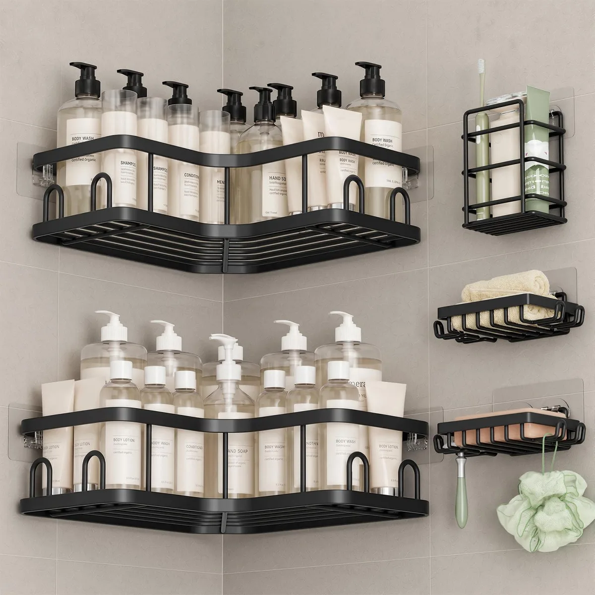  Veken Corner Shower Caddy 5-Pack Black — product photo
