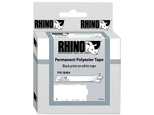 DYMO DYMO 18484 Rhino Permanent Poly Industrial Label Tape Cassette 3/4in x 18ft White pos accessory — product photo