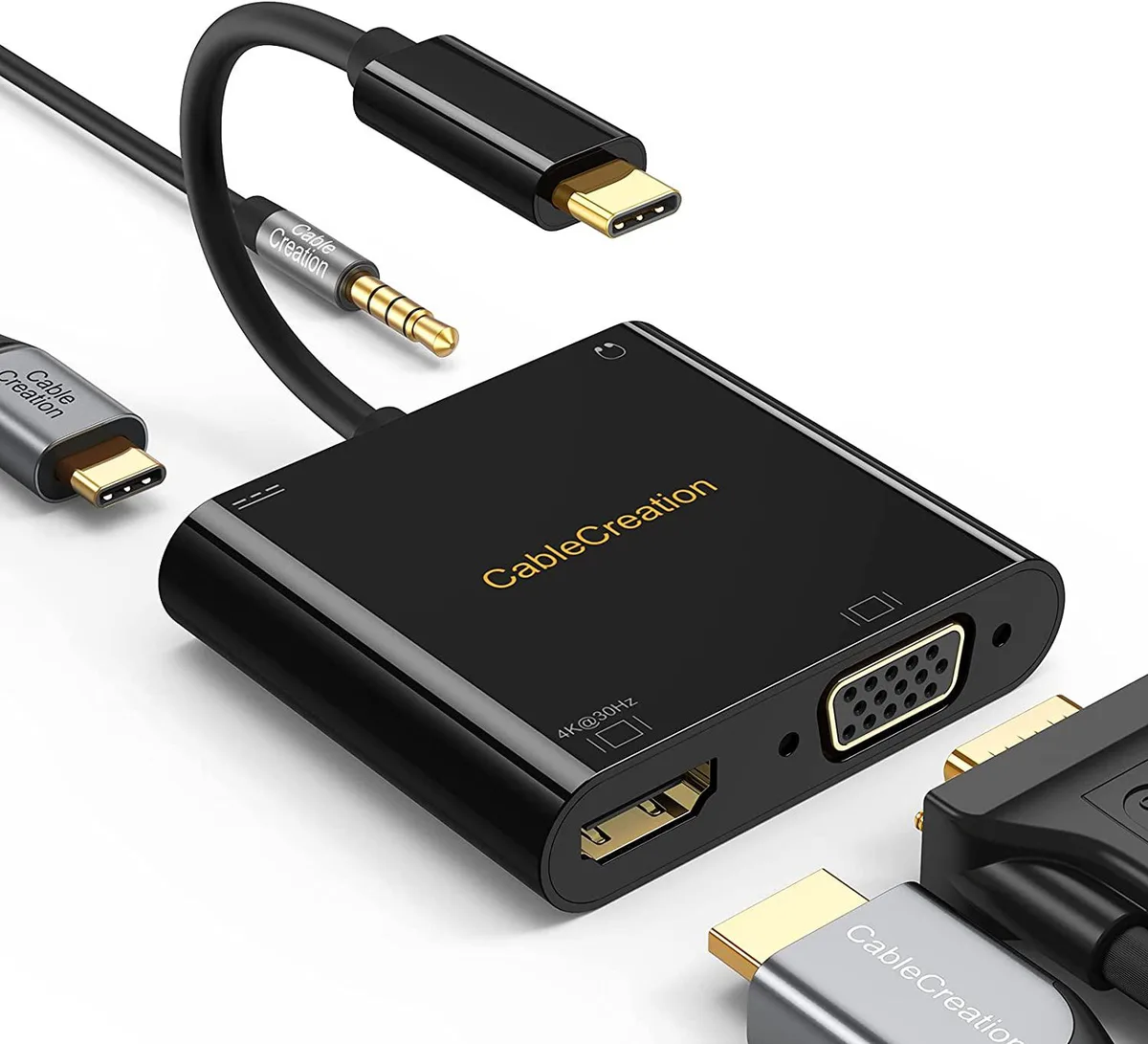 CableCreation CableCreation USB C to HDMI VGA Adapter 3.5mm Audio PD Charging — product photo