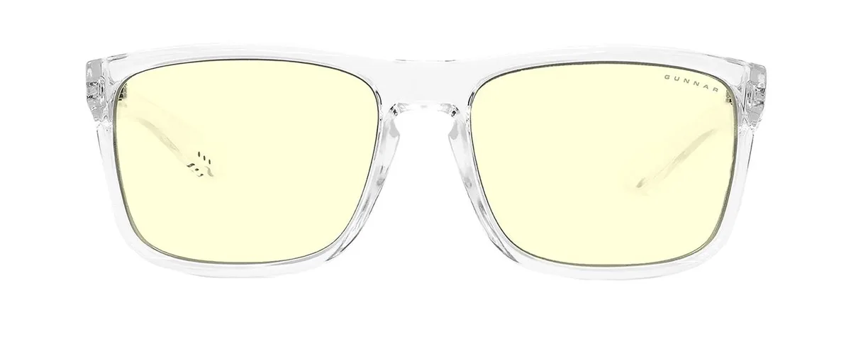 Gunnar Optiks, LLC. Gunnar Intercept Computer Glasses Crystal Frame Amber Lens 65% Blue Light Block INT-07601 — product photo