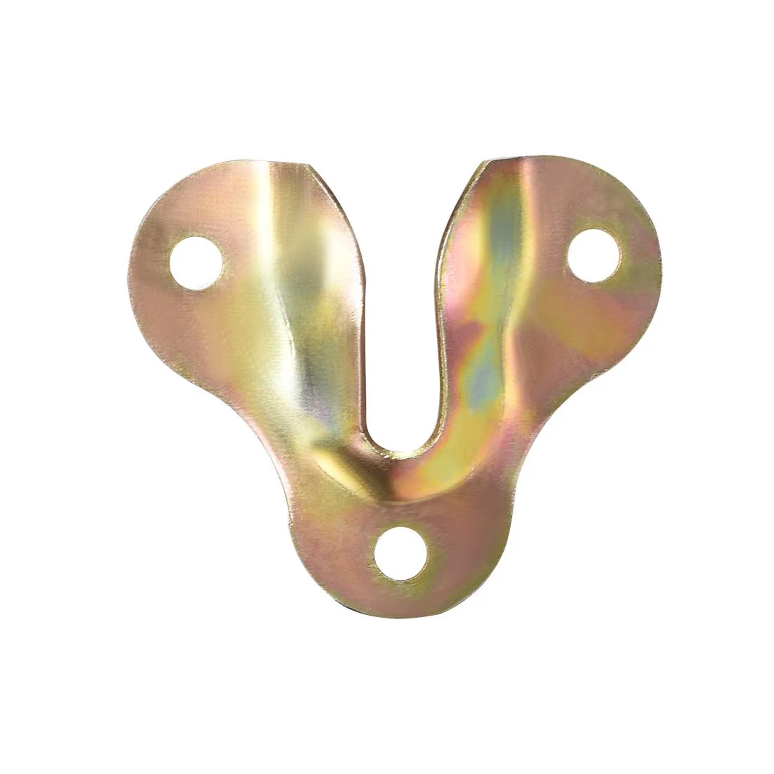 Twenty small rectangular bronze-toned zinc-plated iron brackets with symmetrical countersunk holes