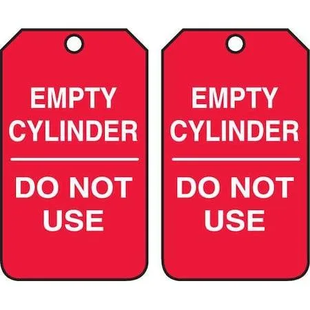 Pack of 25 rectangular plastic cylinder tags with status alert legends