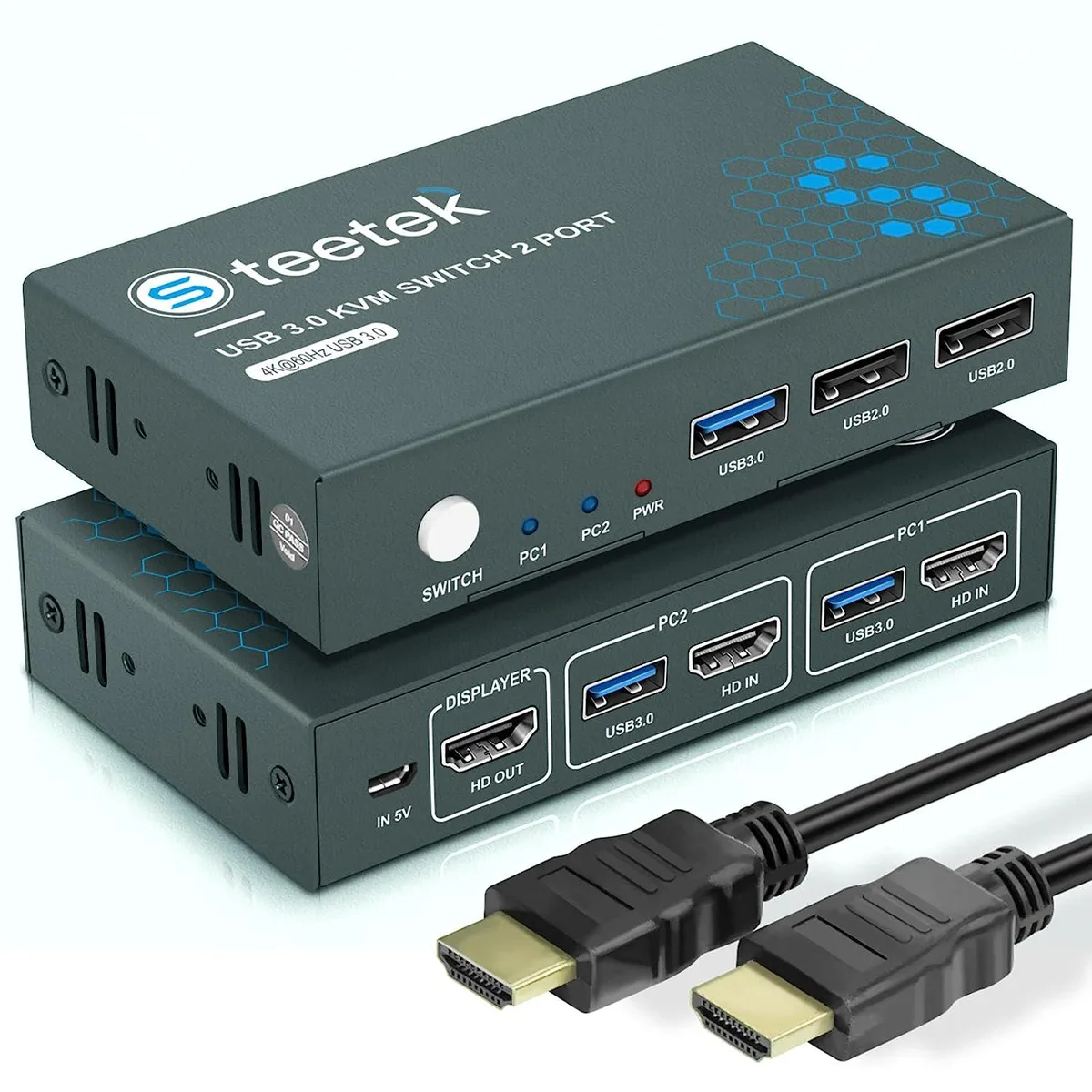 ETECH ETECH USB 3.0 KVM Switch 2 Port 4K@60Hz — product photo