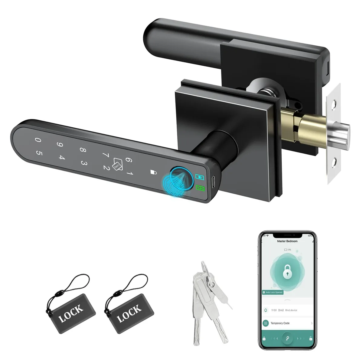  Foxgard FCA02-BLK smart door lock 5-in-1 Wi-Fi black — product photo