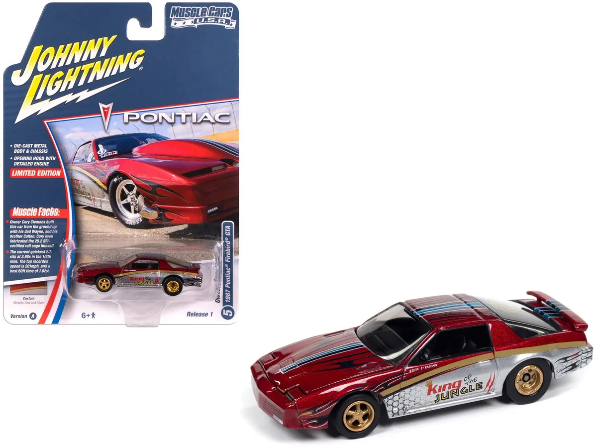 JOHNNY LIGHTNING JOHNNY LIGHTNING 1987 Pontiac Firebird GTA "King of the Jungle" 1/64 Diecast hobby collectible — product photo