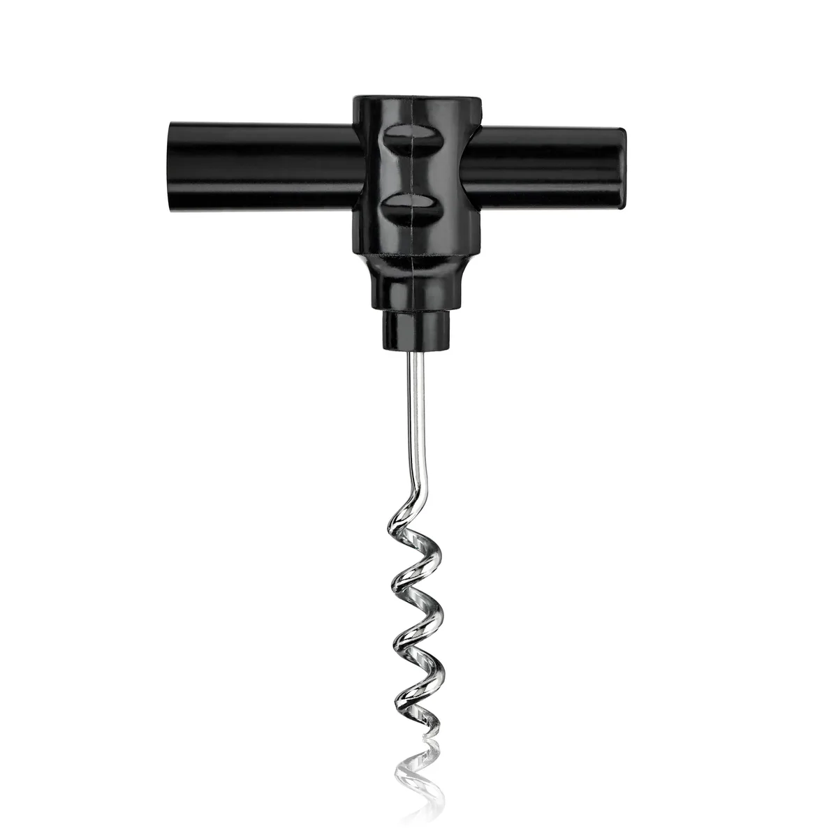 Sleek black pocket corkscrew 3.5 in with hidden spiral and sheath handle