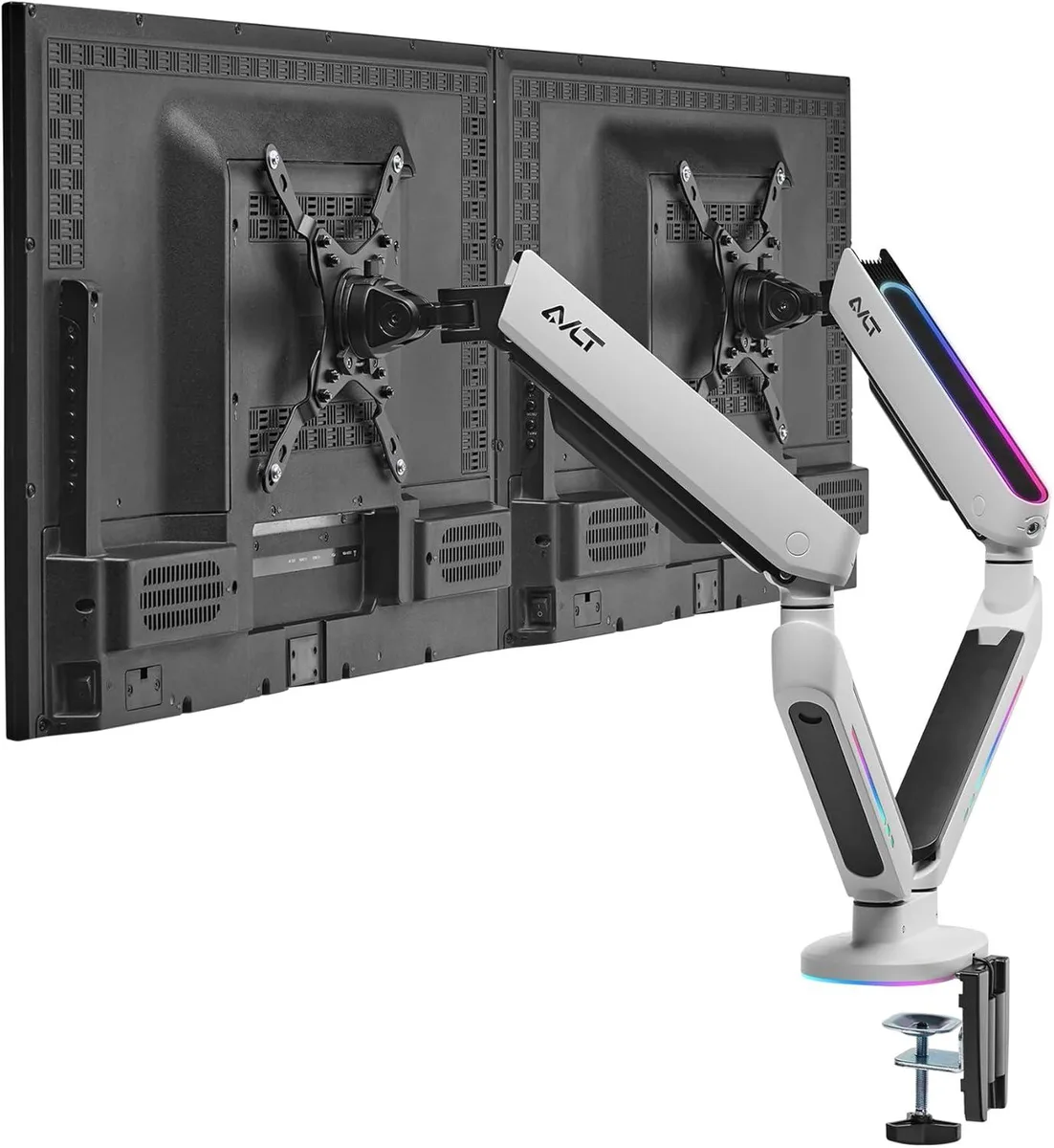 PISKEKAT PISKEKAT Dual 27-43 RGB Monitor Arm Mounting Rack - White — product photo