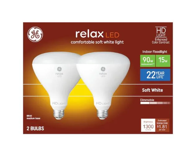 GE GE 93130744 BR40 90W EQ 15W 1300lm 2700K Dimmable 2-Pack — product photo