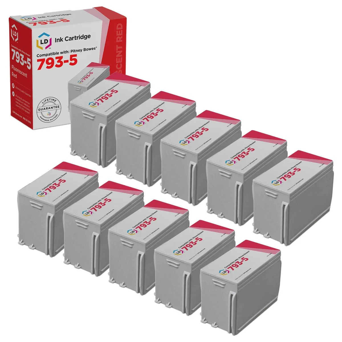 LD Products LD Products Compatible Ink Cartridge for Pitney Bowes 793-5 Fluorescent Red 10-Pack — product photo