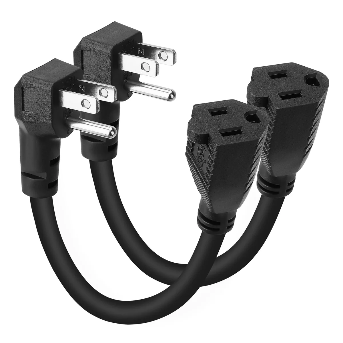  Togconn 8 Inch Power Extension Cord 2 Pack 90 Degree 16AWG 13A 125V — product photo
