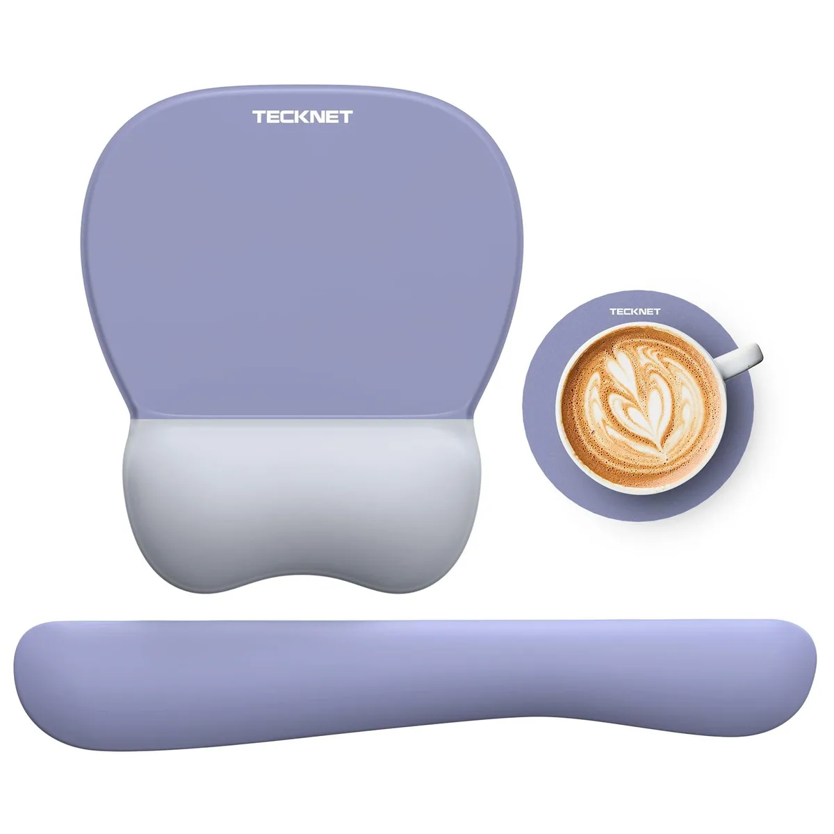  TECKNET MGM01124 Gel Mouse Pad &amp; Keyboard Wrist Rest Set Purple 17.5 x 9.6 in — product photo