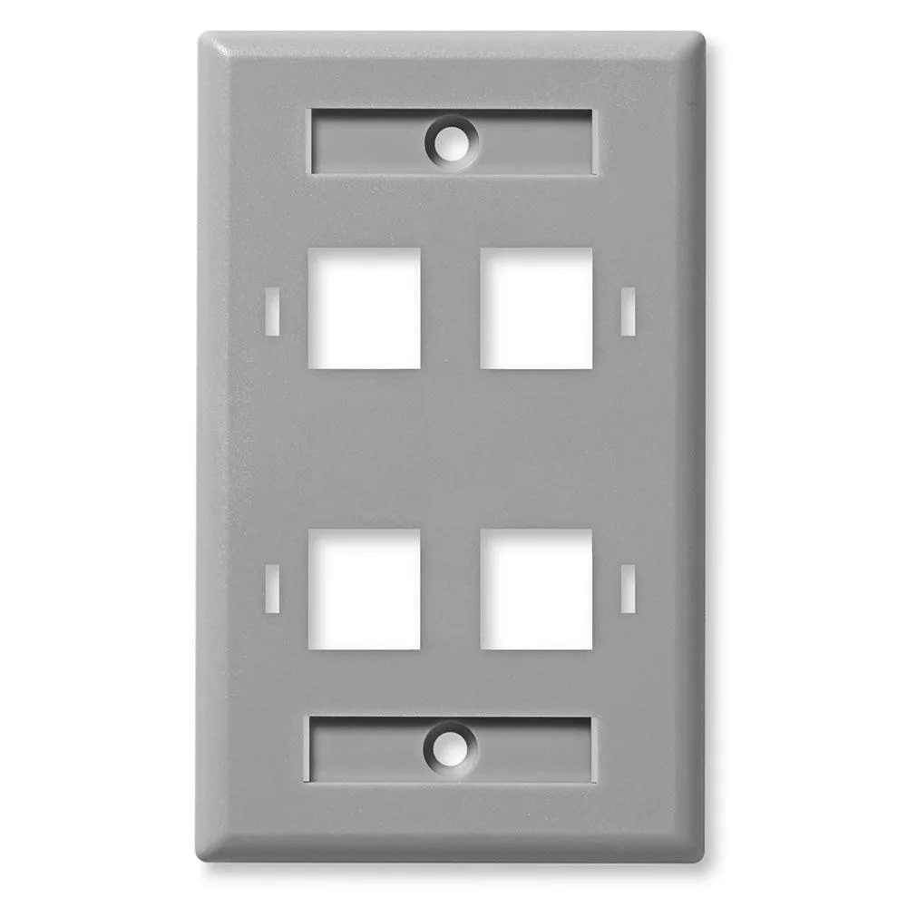 NavePoint NavePoint Keystone Wall Plate 4-Port Low Profile Single Gang Gray 10-Pack — product photo