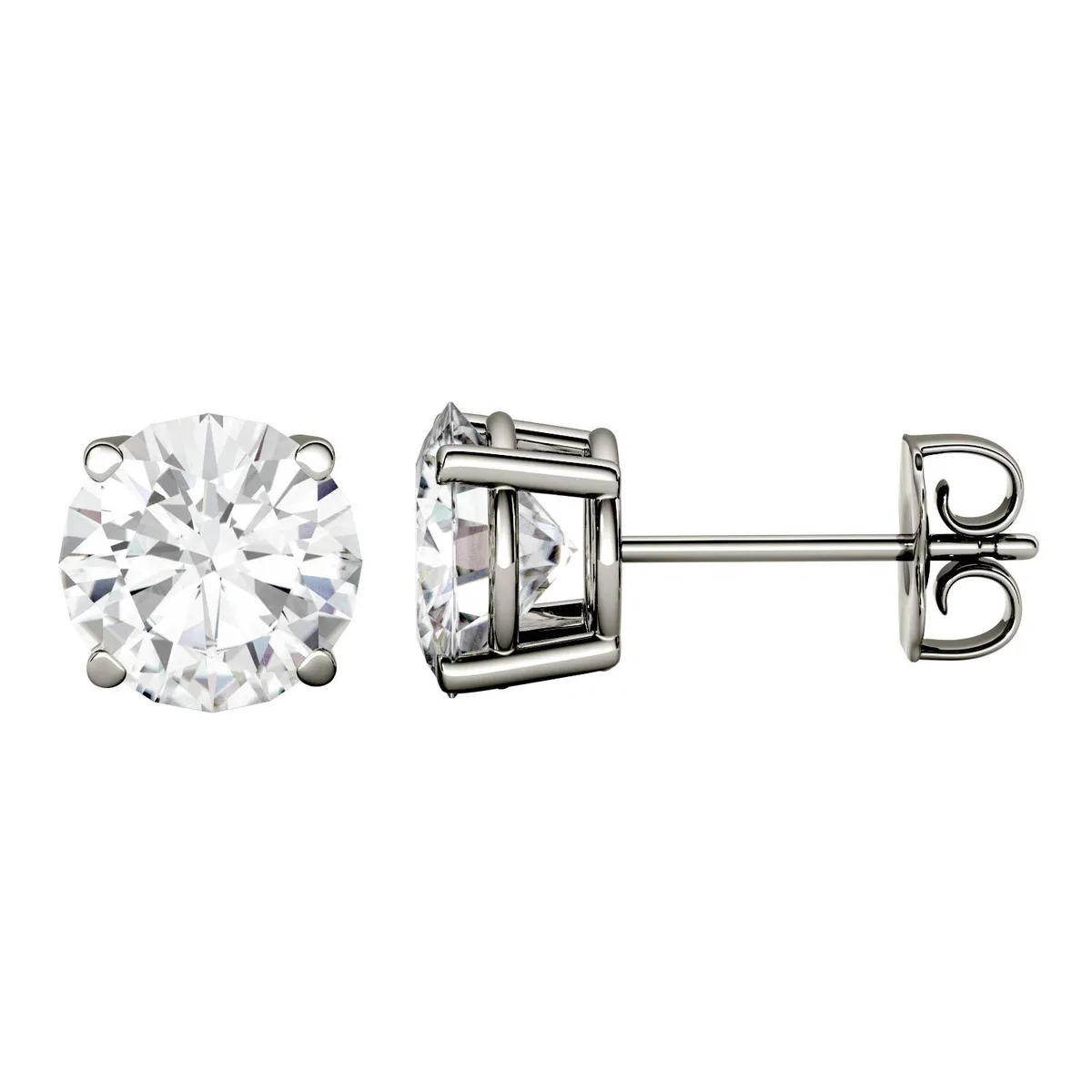 Charles &amp; Colvard Charles &amp; Colvard 7.5mm Round Moissanite Stud Earrings 3.00cttw DEW 14K White Gold — product photo