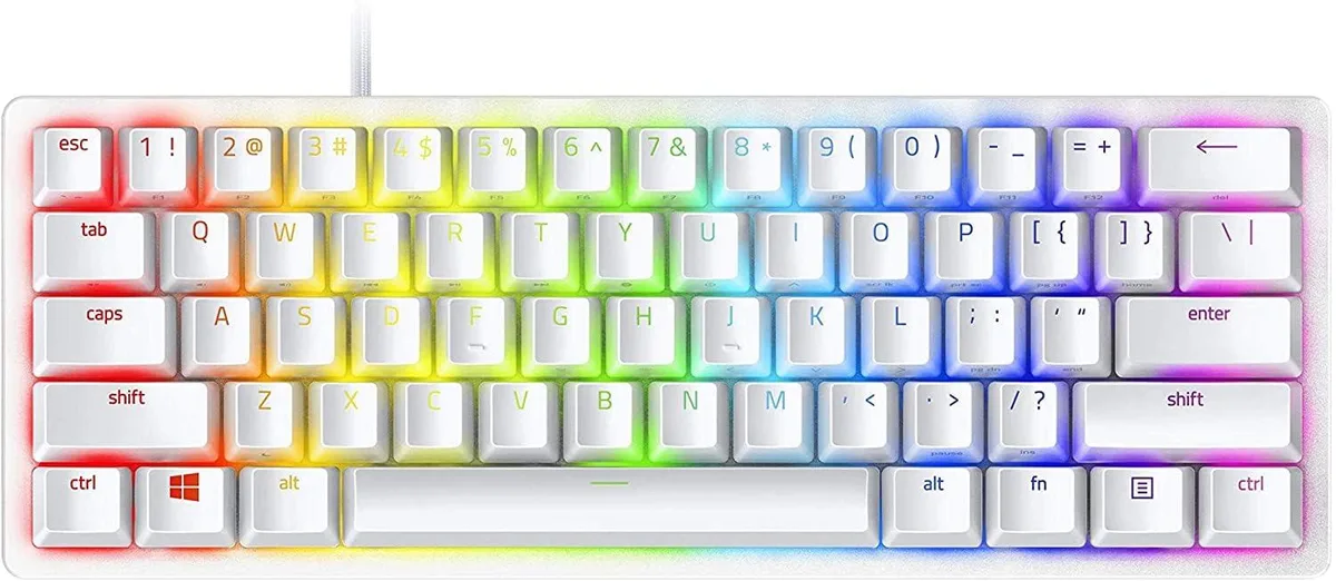 KEHIPI KEHIPI Huntsman Mini Purple Switch 60% Gaming Keyboard Mercury White — product photo