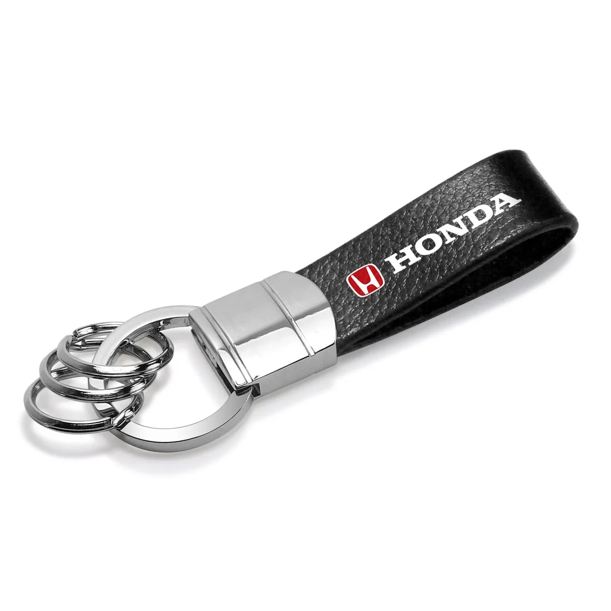 iPick Image, LLC iPick Image, LLC Honda Logo Red Black Leather Chrome Key Chain Car Electronics Accessory — product photo