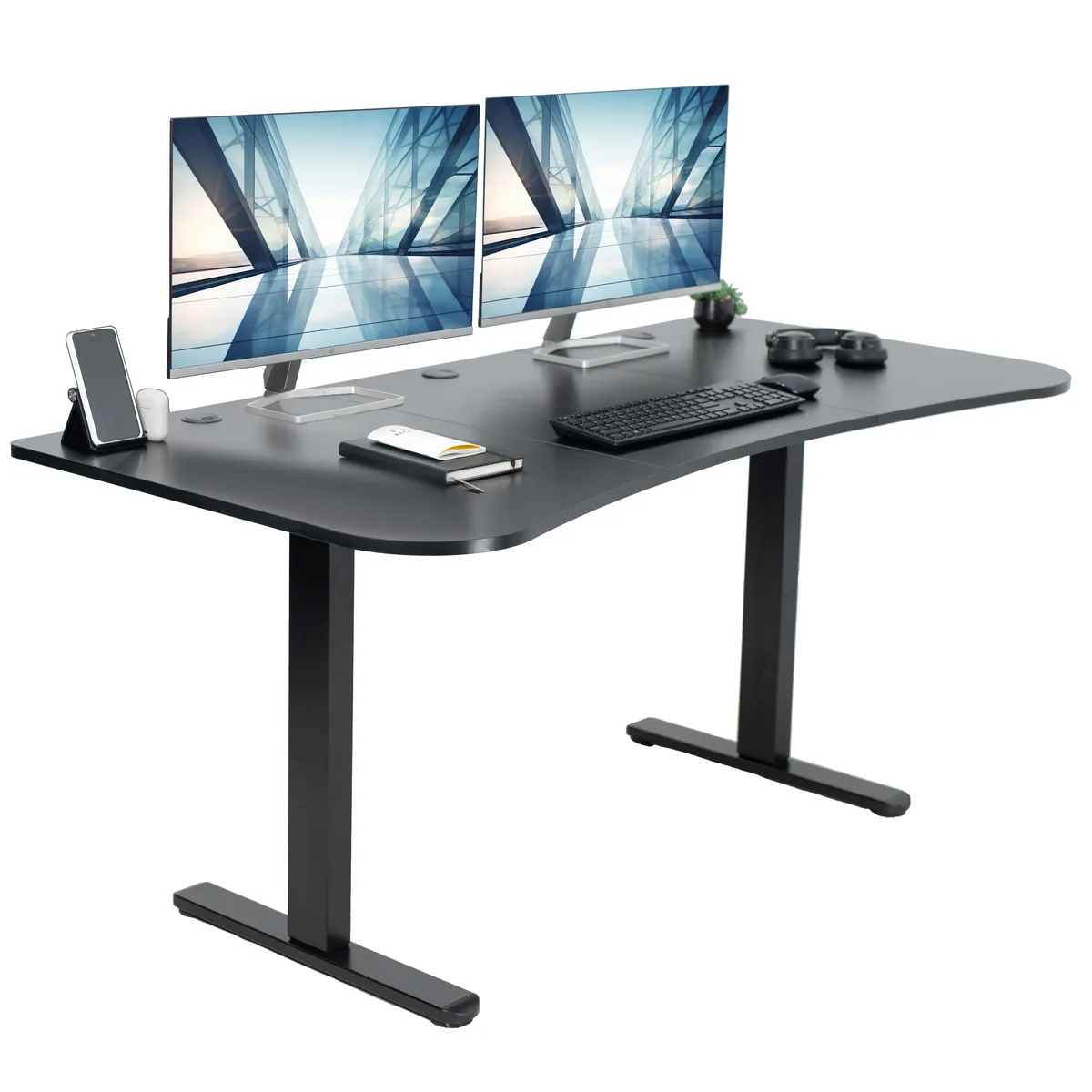 VIVO VIVO Electric 63 x 32 Standing Desk, Black Carbon Fiber Top, Black Frame — product photo