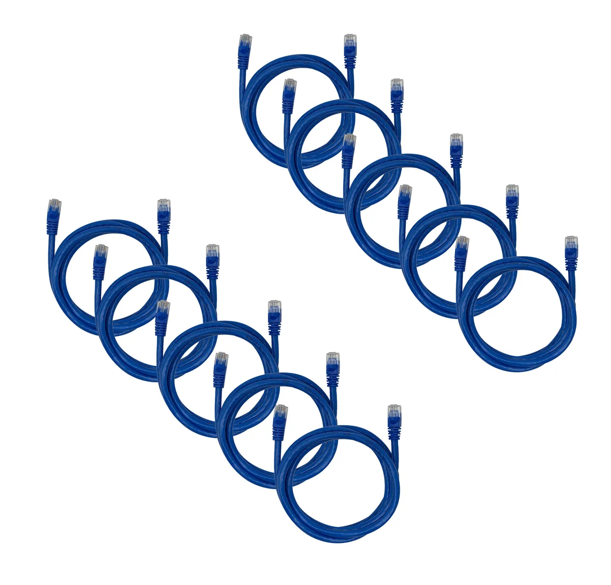 PPA International PPA International Cat6a Network Ethernet Cable Blue Snagless 5 ft 10-Pack — product photo