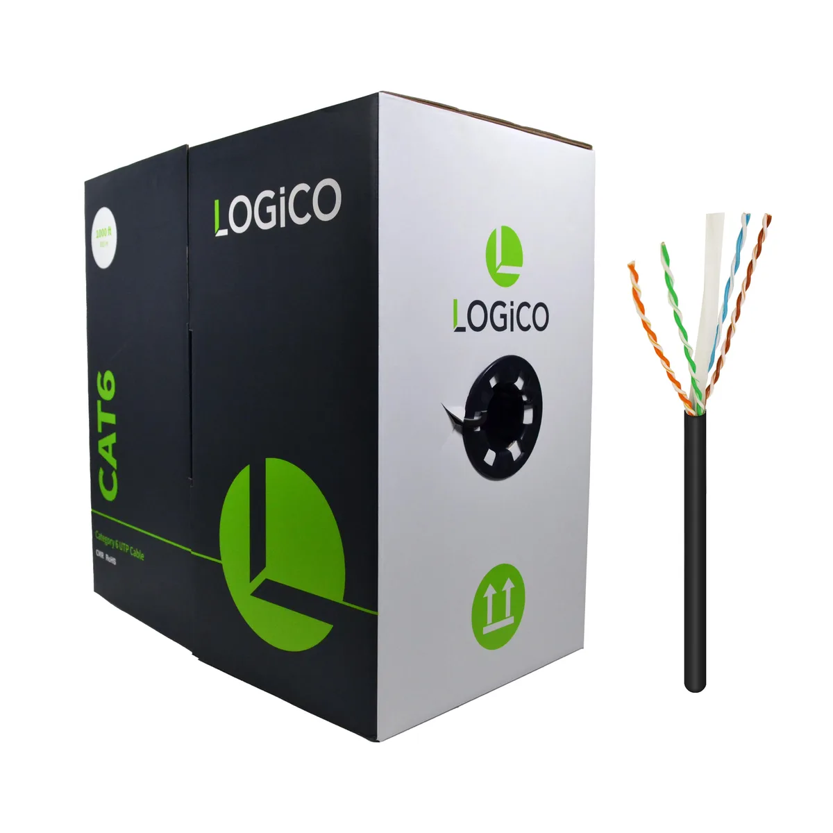 Logico Logico Cat6 UTP Crossover 550MHz 1000ft Black network ethernet cable — product photo