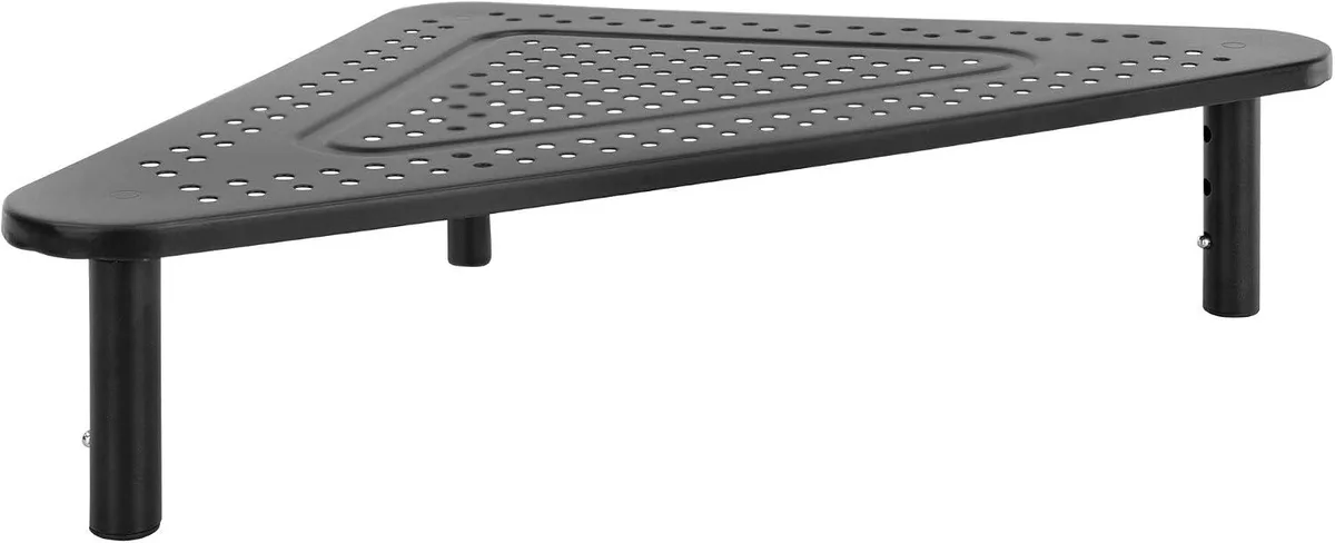 PISKEKAT PISKEKAT Corner Monitor Stand Adjustable Height Triangle Screen Riser Metal Black 39 — product photo
