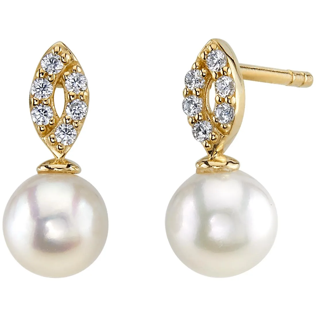 Oravo Oravo 14K Yellow Gold Freshwater Pearl Bow Stud Earrings 6.0 mm — product photo