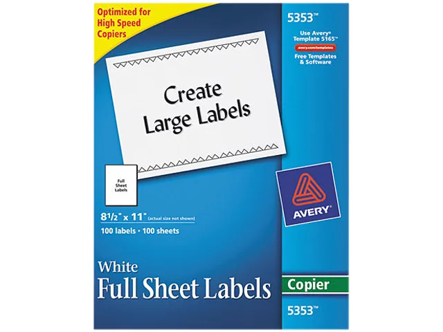 Avery Avery 5353 Mailing Supply 8-1/2" x 11" 100 Labels — product photo