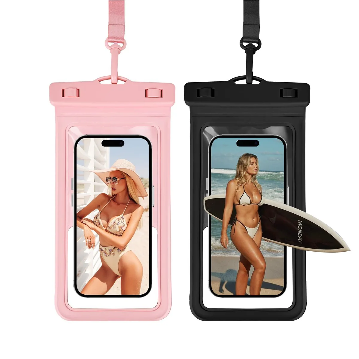 No Sew No Sew Waterproof Phone Pouch 2 Pack Pink Black cell phones - unlocked — product photo
