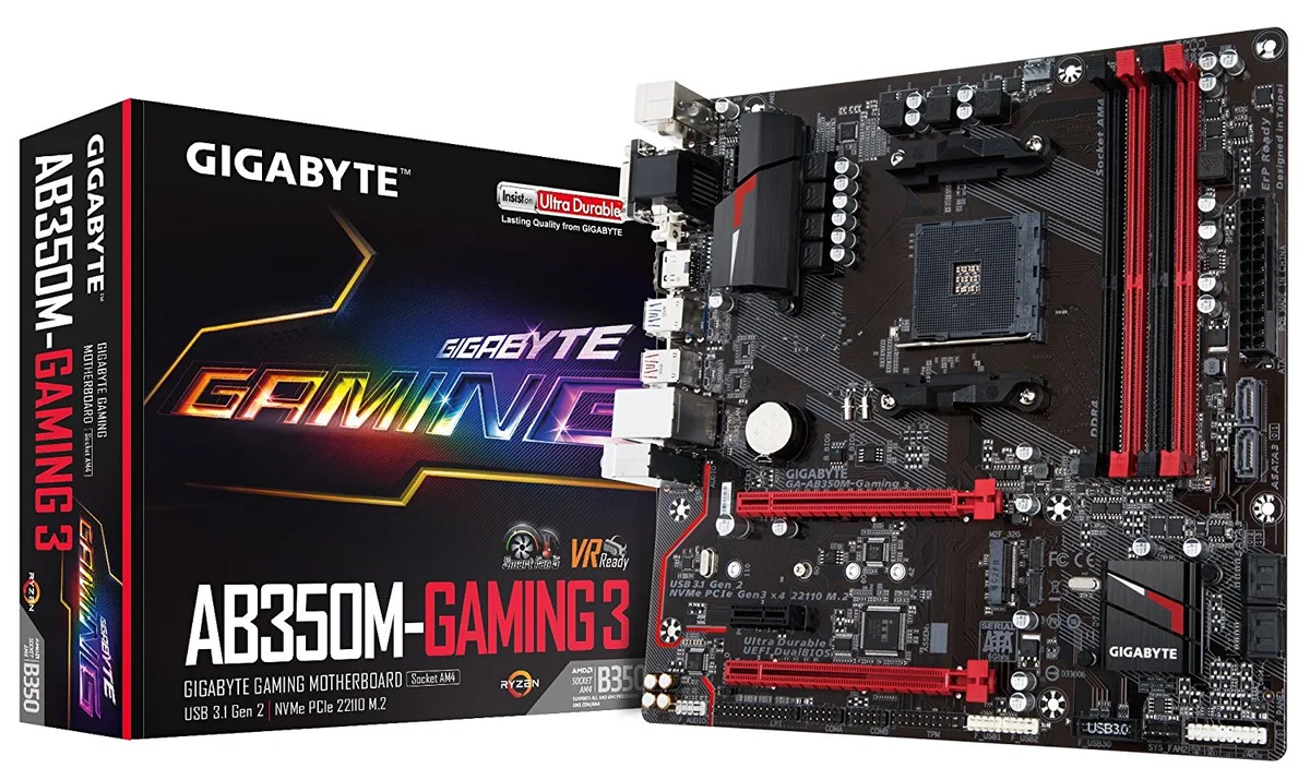 GIGABYTE GIGABYTE GA-AB350M-Gaming 3 rev. 1.0 SMART FAN 5 M.2 SATA Type-A DDR4 AMD motherboard — product photo