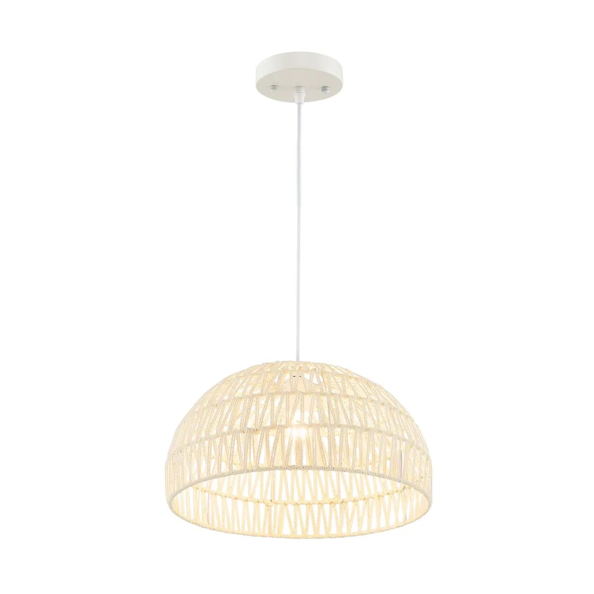 SlickBlue SlickBlue Farmhouse Rattan Pendant Beige 17.5" 12-59" 40W E26 — product photo