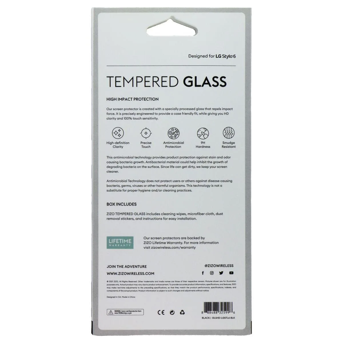 Zizo Zizo Tempered Glass Screen Protector LG Stylo 6 Clear Black Trim — product photo