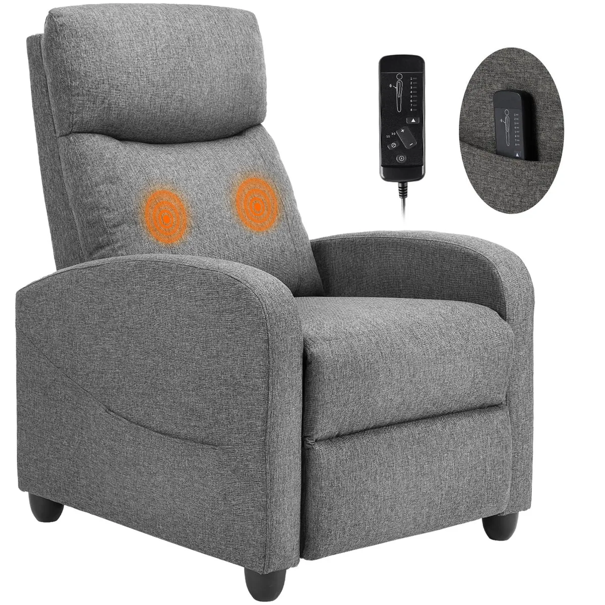  Sweetcrispy 5021 Massage Recliner Chair Grey 27.17 in W — product photo