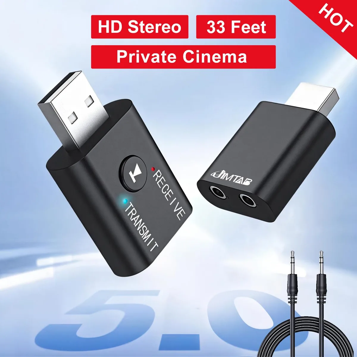 JIMTAB JIMTAB B2 Bluetooth 5.0 Transmitter Receiver 2-in-1 Adapter — product photo