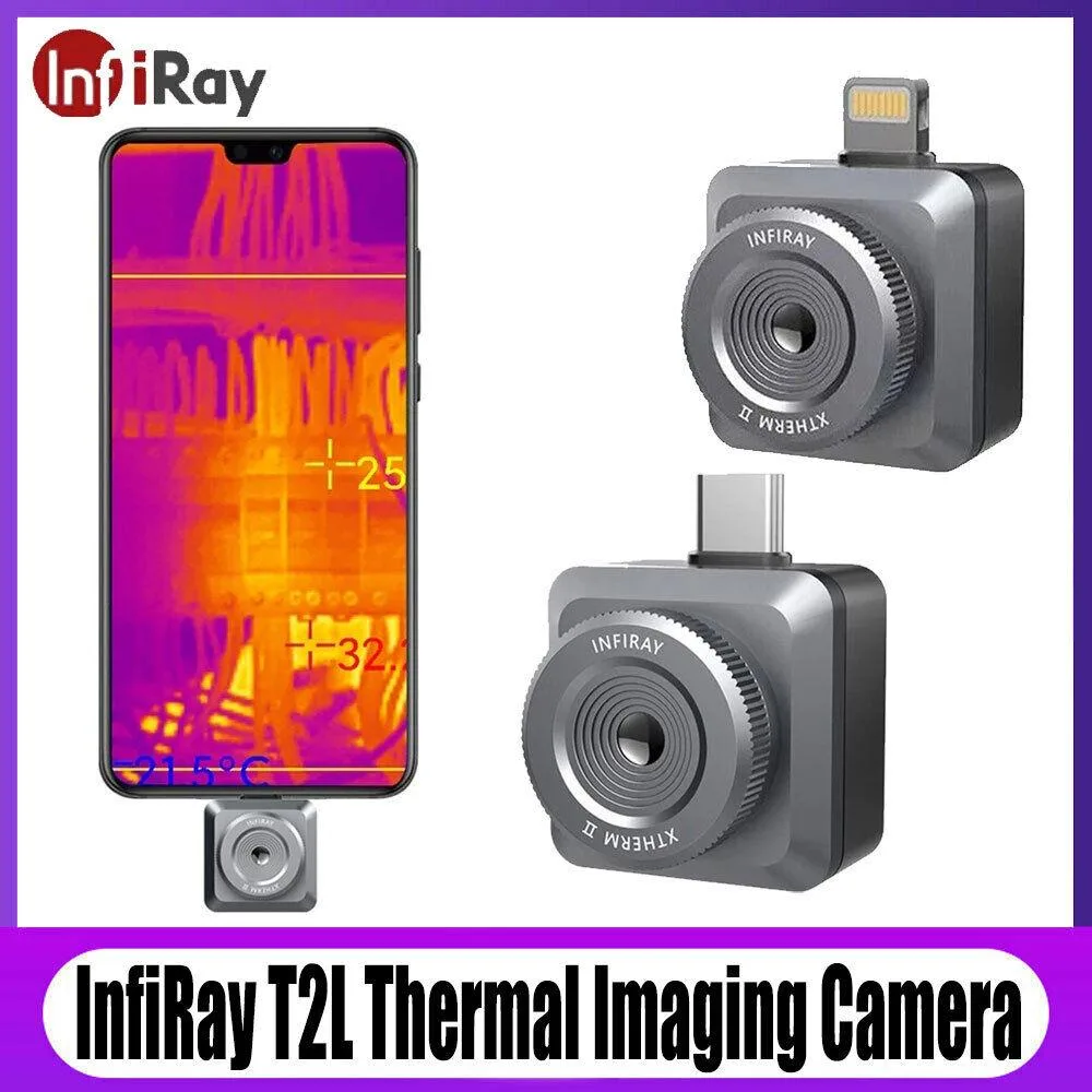 Coin-size thermal camera with USB-C connector, matte grey finish