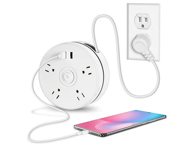 KUTUMAI KUTUMAI 4-socket power strip with dual USB, 5.9 ft cord, white — product photo