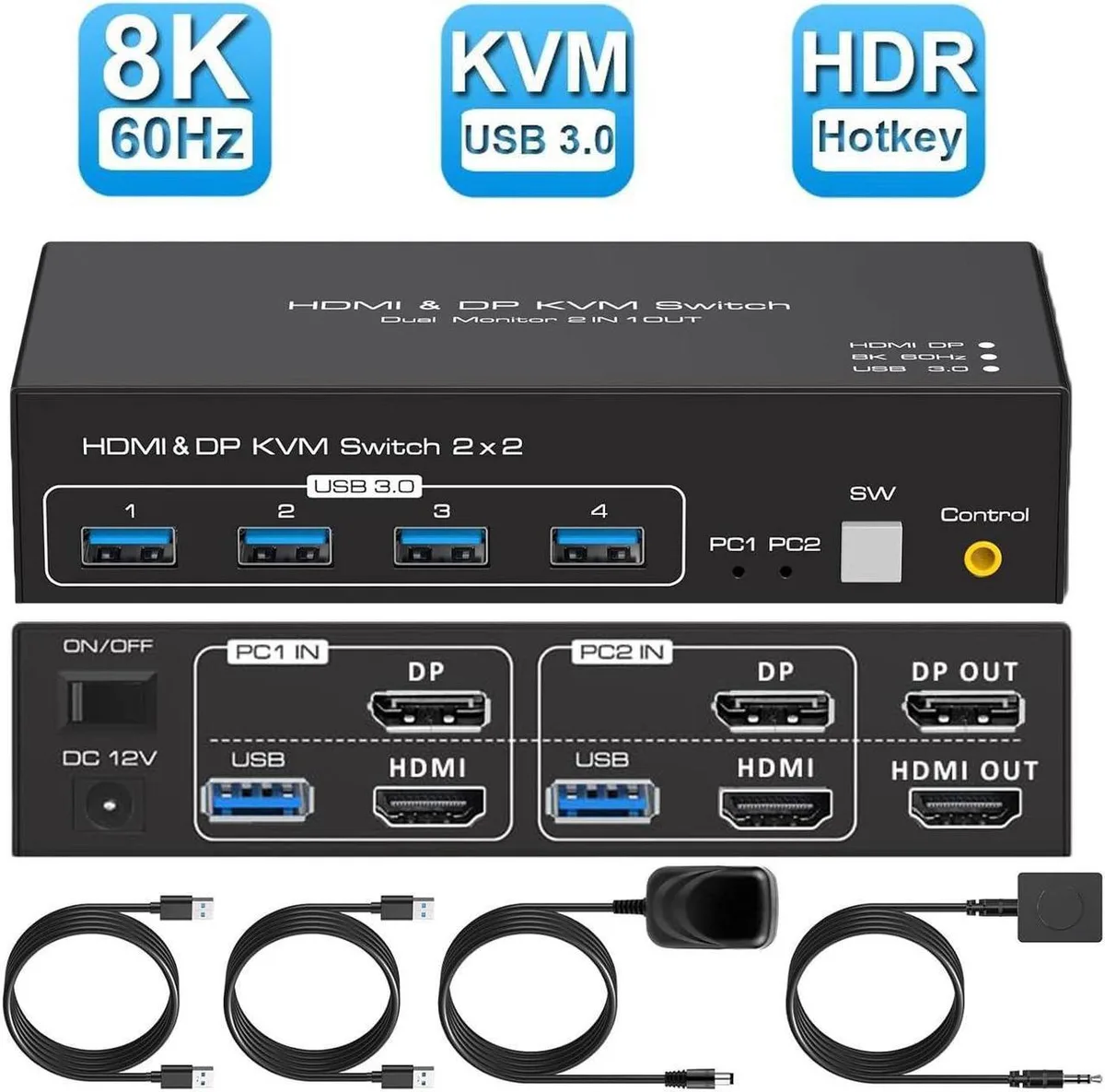 Vszerda Vszerda 8K Dual Monitor HDMI DP KVM Switch — product photo