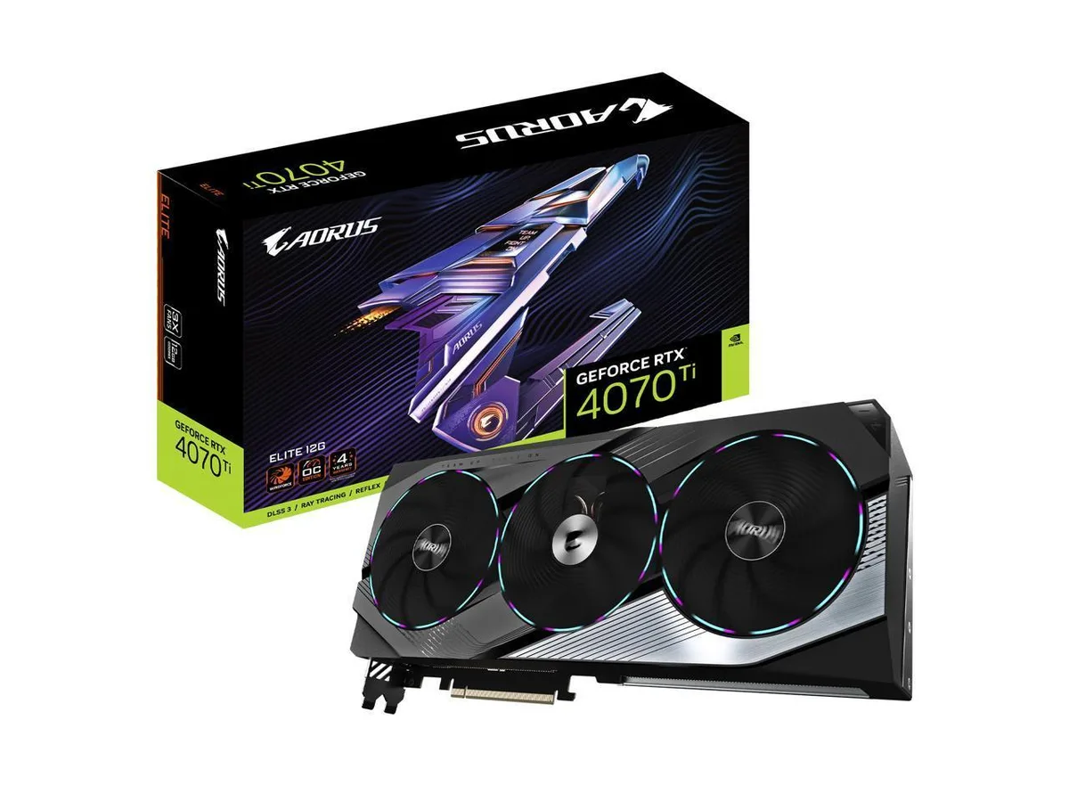 GIGABYTE GIGABYTE AORUS GeForce RTX 4070 Ti ELITE 12G 3x WINDFORCE graphics card — product photo
