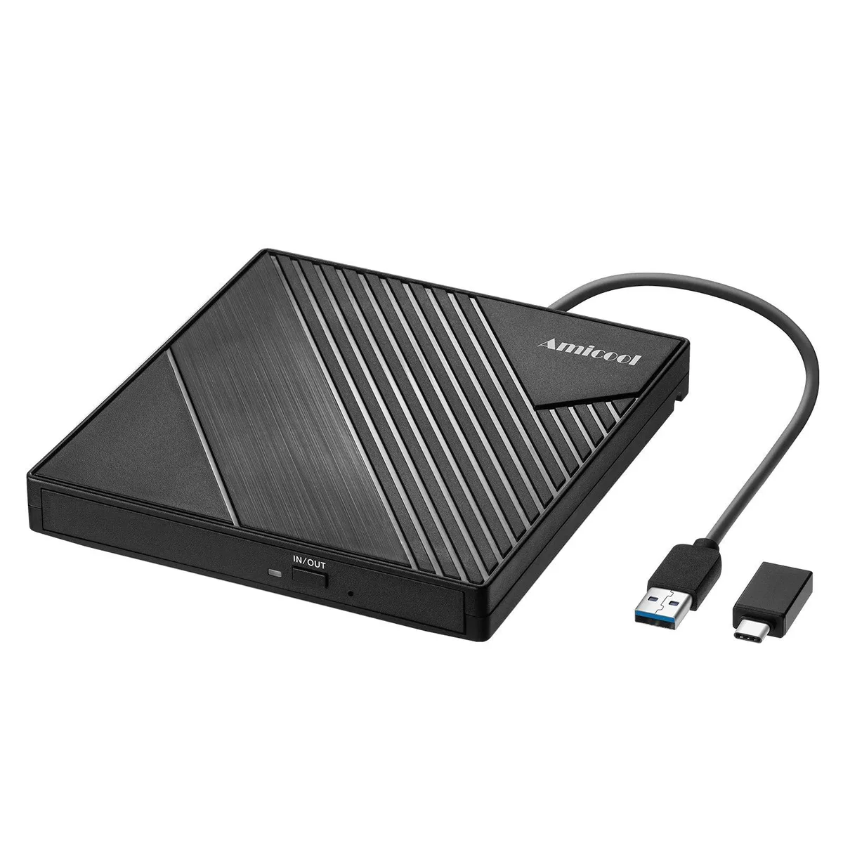 KEHIPI KEHIPI External DVD Duplicator USB 3.0 Type-C 24x CD 8x DVD Black — product photo